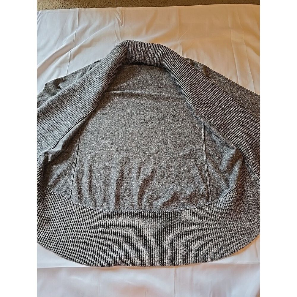 INC International Concept Grey Silver Metallic Shawl Collar Cardigan Size Medium - Picture 3 of 10